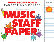 This wide-staff manuscript paper pad features the crazy, colorful creatures from the best-selling <i>John Thompson's Easiest Piano Course</i> series. Characters show up in full color on 32 pages, size 11&Prime; x 8-1/2&Prime;, with six large staves on each page. Includes a music notation guide.